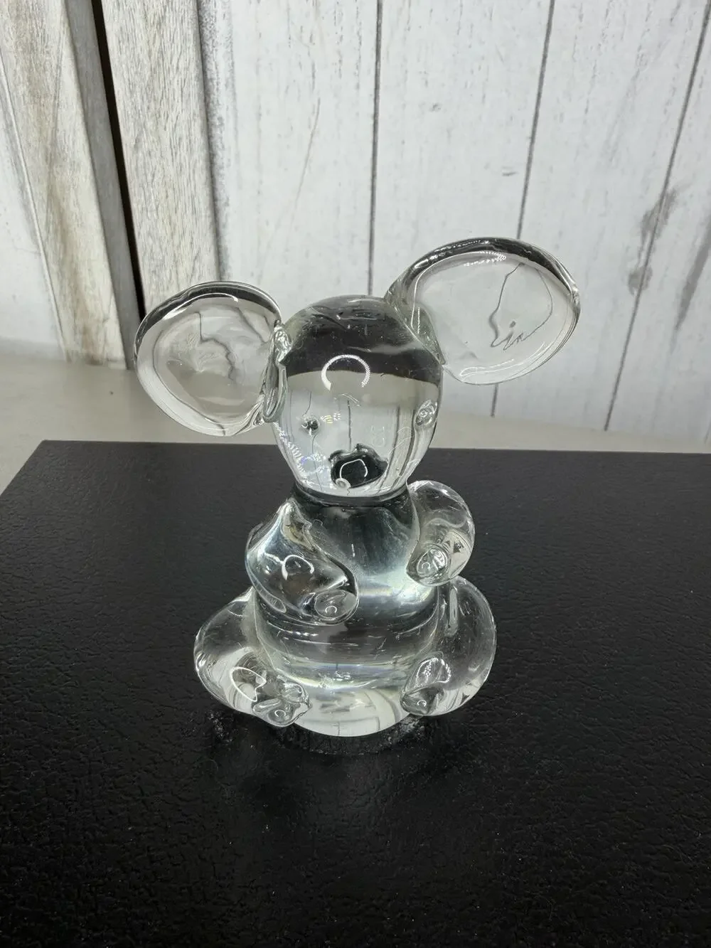 VTG Glass Koala Bear Mouse Clear Paperweight 4 Inches Tall Office Decor